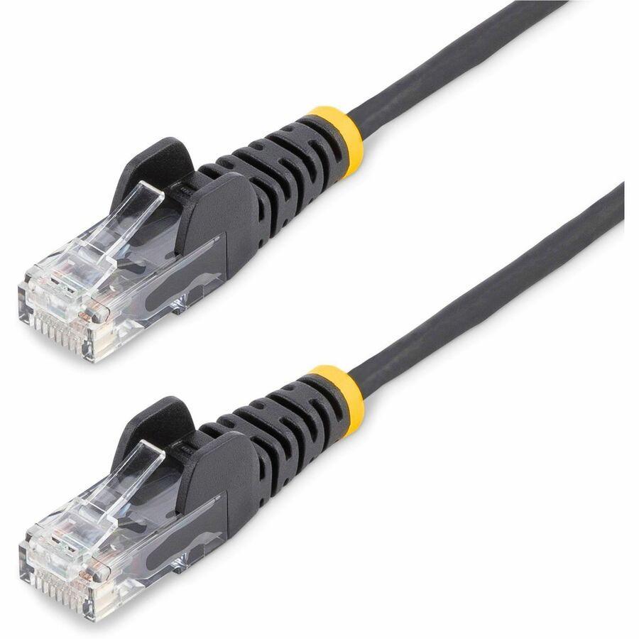 StarTech.com 2.5 m CAT6 Cable - Slim CAT6 Patch Cord - Black - Snagless RJ45 Connectors - Gigabit Ethernet Cable - 28 AWG (N6PAT250CMBKSS)
