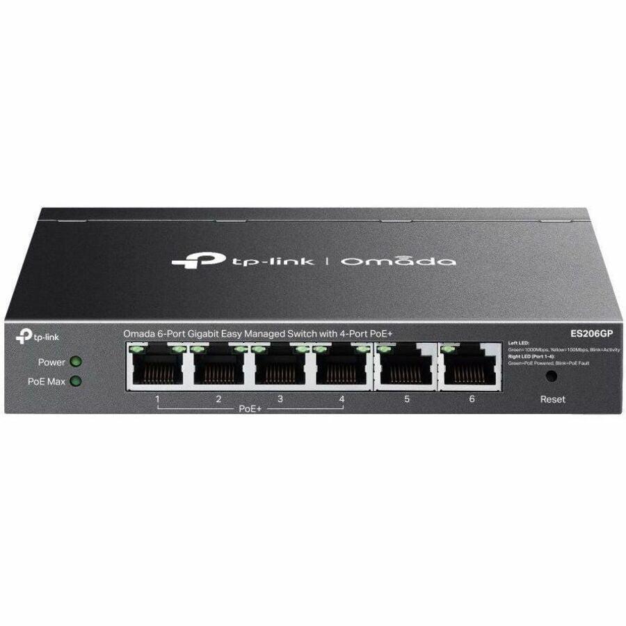 Omada ES206GP 6 Ports Manageable Ethernet Switch - Gigabit Ethernet - 10/100/1000Base-T - Black