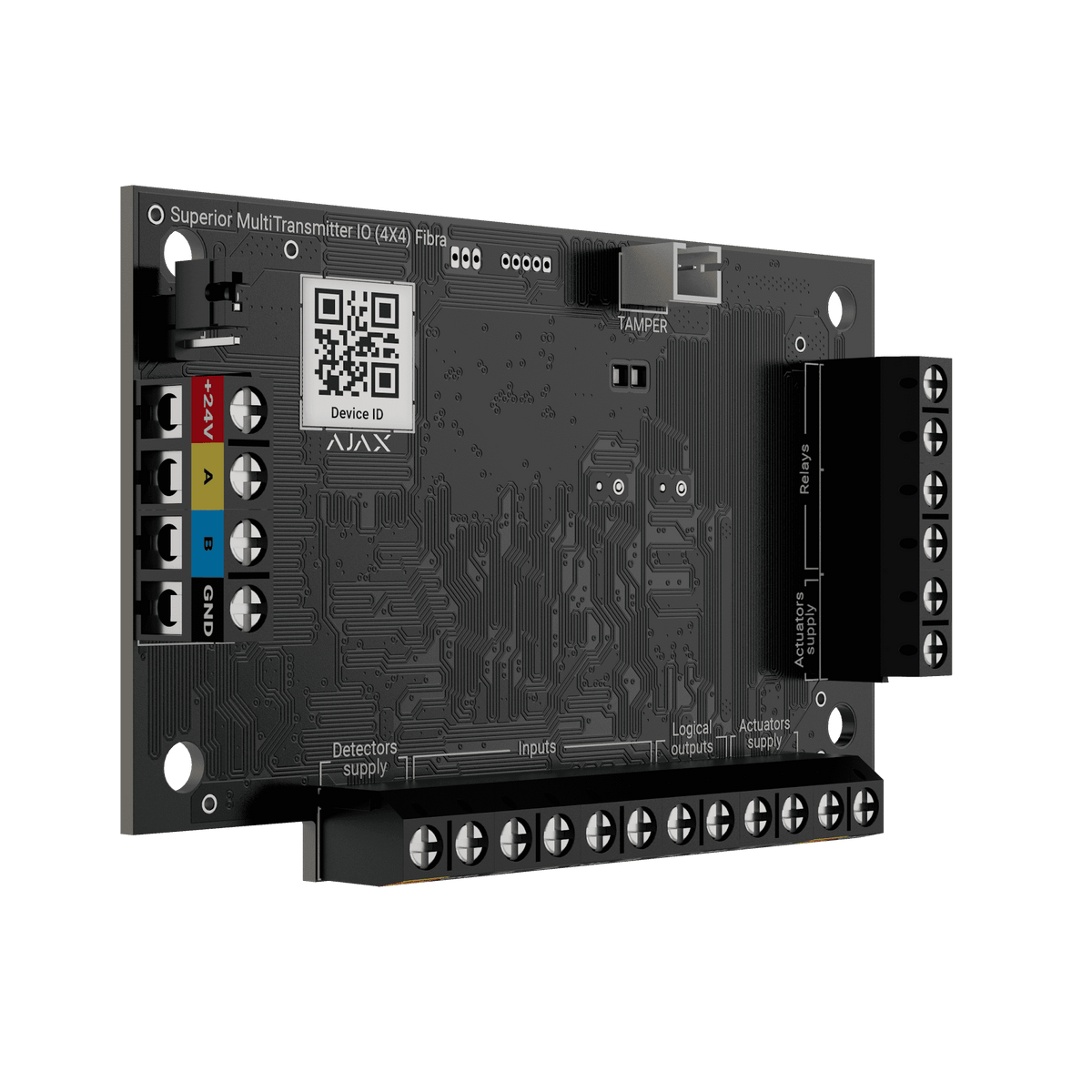 Ajax Superior MultiTransmitter IO (4X4) Fibra Input Expander shown in use