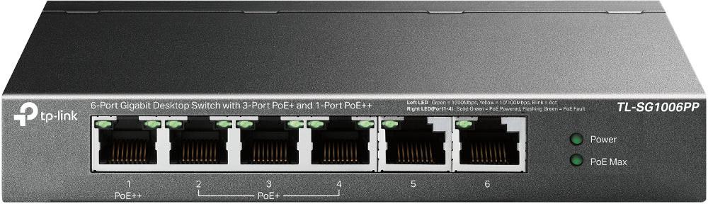 TP-Link JetStream TL-SG1006PP 6 Ports Ethernet Switch - Gigabit Ethernet - 10/100/1000Base-T