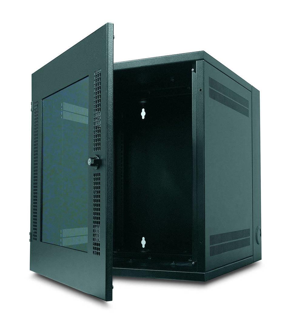 APC by Schneider Electric NetShelter WX AR100 13U Wall Mountable Rack Cabinet for Networking, Airflow System - 482.60 mm Rack Width x 482.60 mm Rack Depth - Black