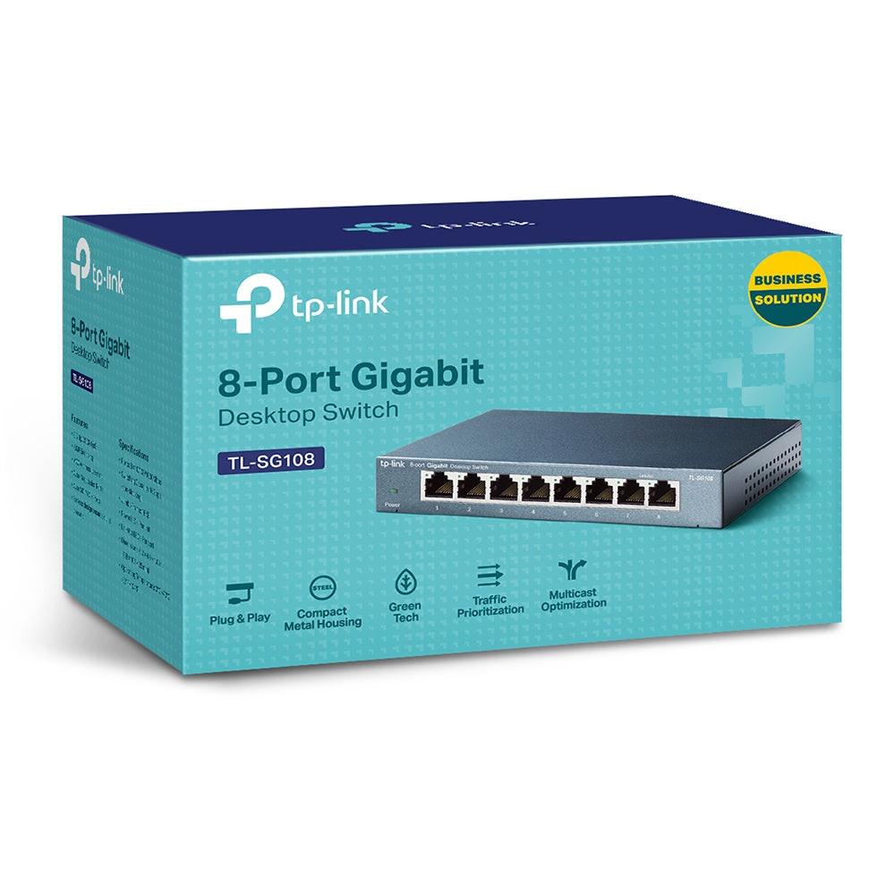 TP-Link TL-SG108 8 Ports Ethernet Switch - Gigabit Ethernet - 10/100/1000Base-T