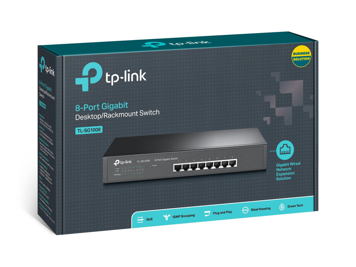 TP-Link TL-SG1008 8 Ports Ethernet Switch - Gigabit Ethernet - 10/100/1000Base-T