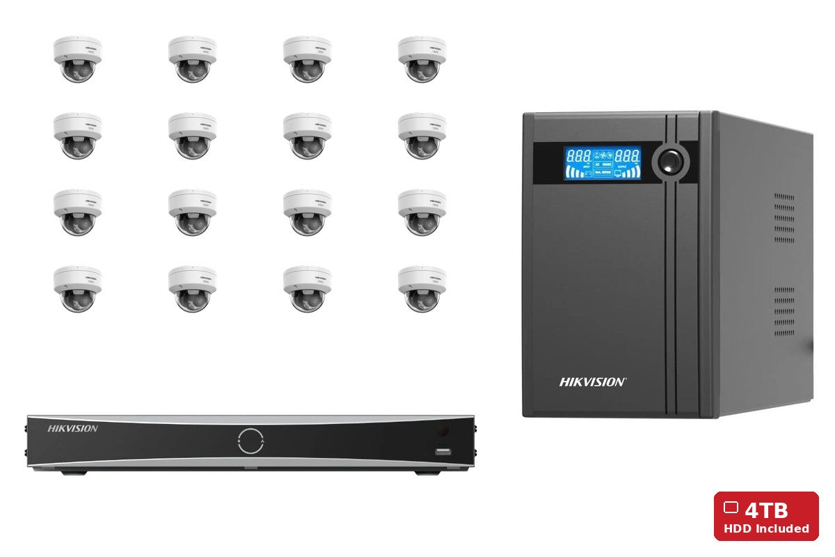 Hikvision 6MP ColorVu 3.0 Dome 16-Camera Kit | 4TB HDD + UPS2000