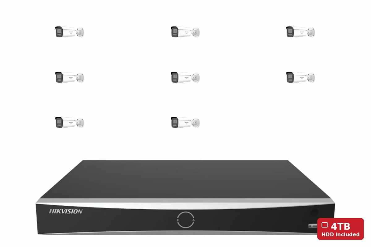 Hikvision 6MP ColorVu 3.0 Bullet 8-Camera Kit | 4TB HDD Pre-Installed