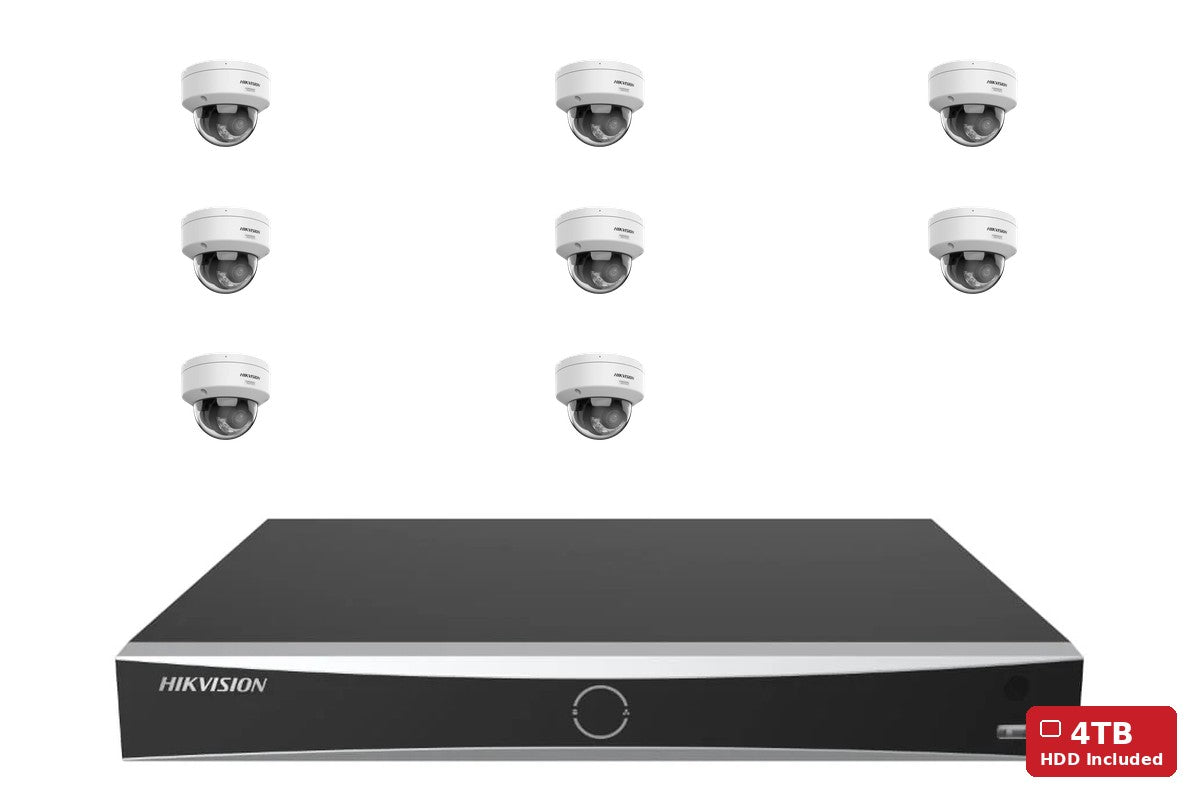 Hikvision 6MP ColorVu 3.0 Dome 8-Camera Kit | 4TB HDD Pre-Installed