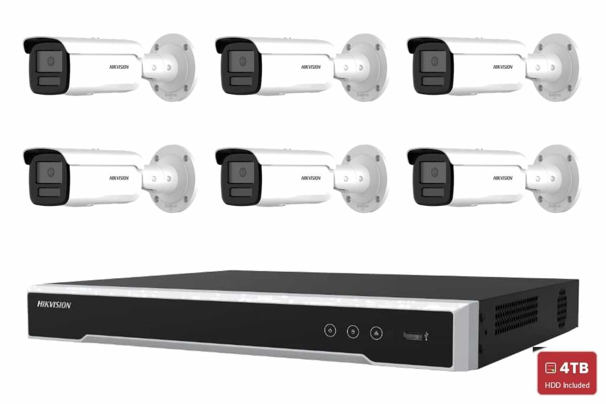 Hikvision 6MP AcuSense G2H Bullet 6-Camera Bullet Kit
