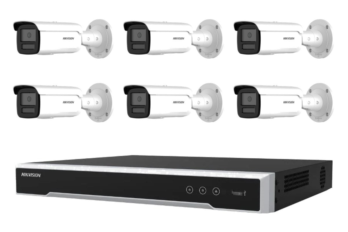 Hikvision 6MP AcuSense Strobe Bullet 6-Camera Bullet Kit (No HDD)