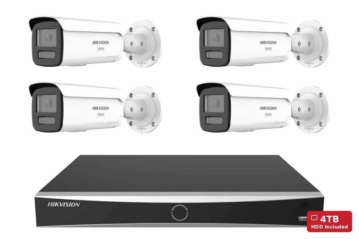 Hikvision 8MP 4K ColorVu 3.0 Bullet 4-Camera Kit | 4TB HDD Pre-Installed