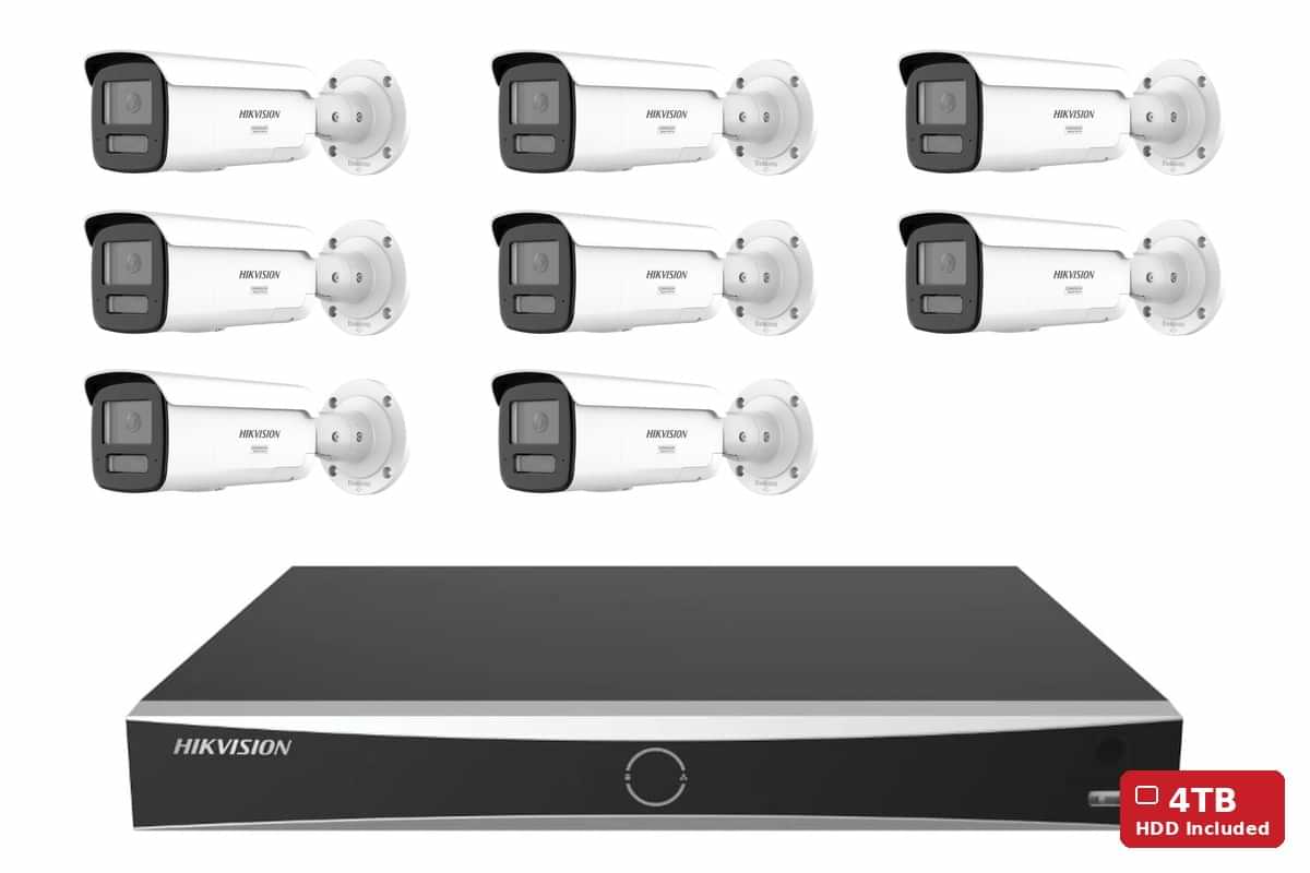 Hikvision 8MP 4K ColorVu 3.0 Bullet 8-Camera Kit | 4TB HDD Pre-Installed