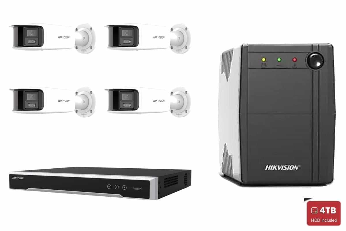 Hikvision 8MP 4K ColorVu 2.0 Bullet 4-Camera Bullet + UPS Kit