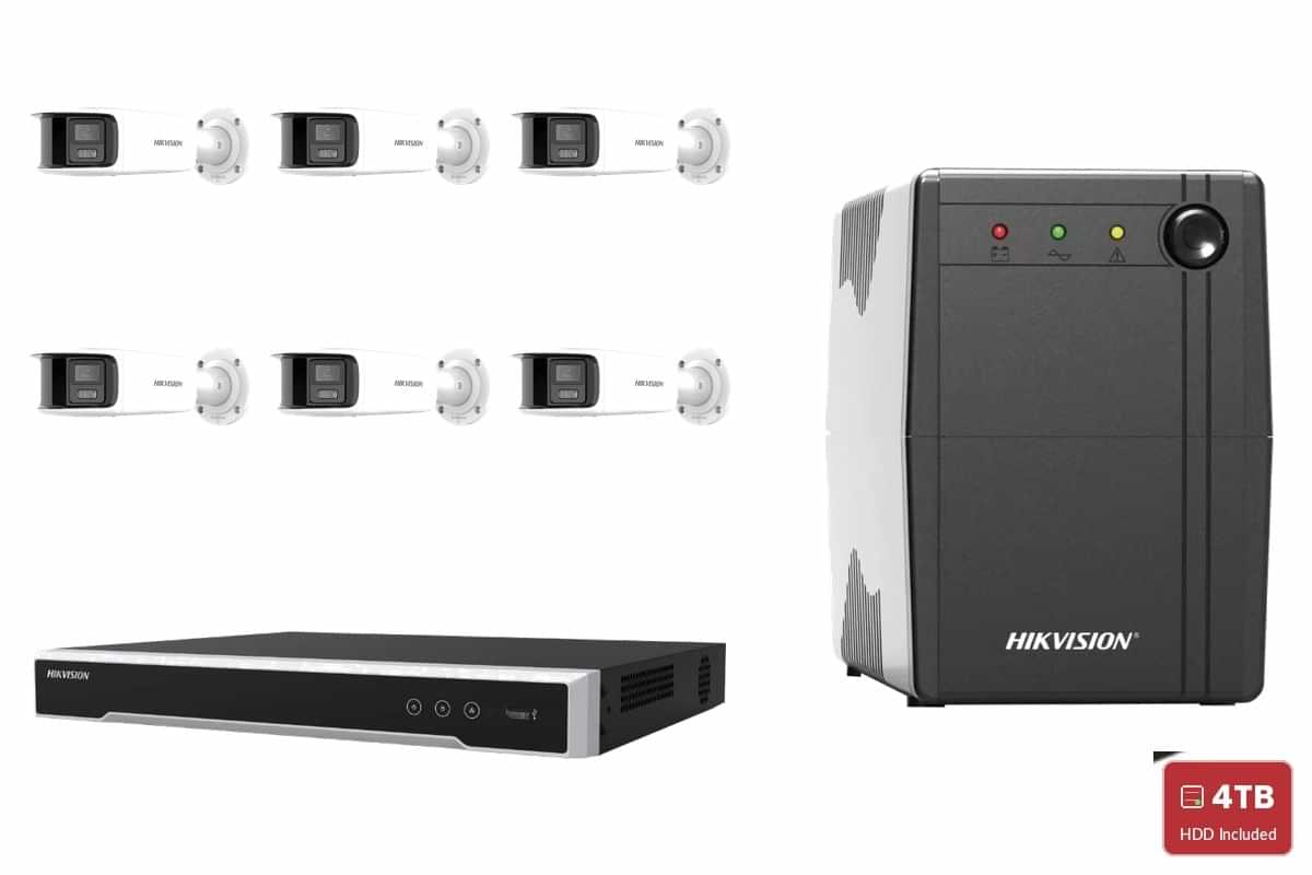 Hikvision 8MP 4K ColorVu 2.0 Bullet 6-Camera Bullet + UPS Kit
