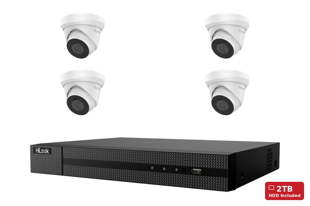 HiLook 4MP Turret 4-Camera Kit | 2TB HDD Pre-Installed