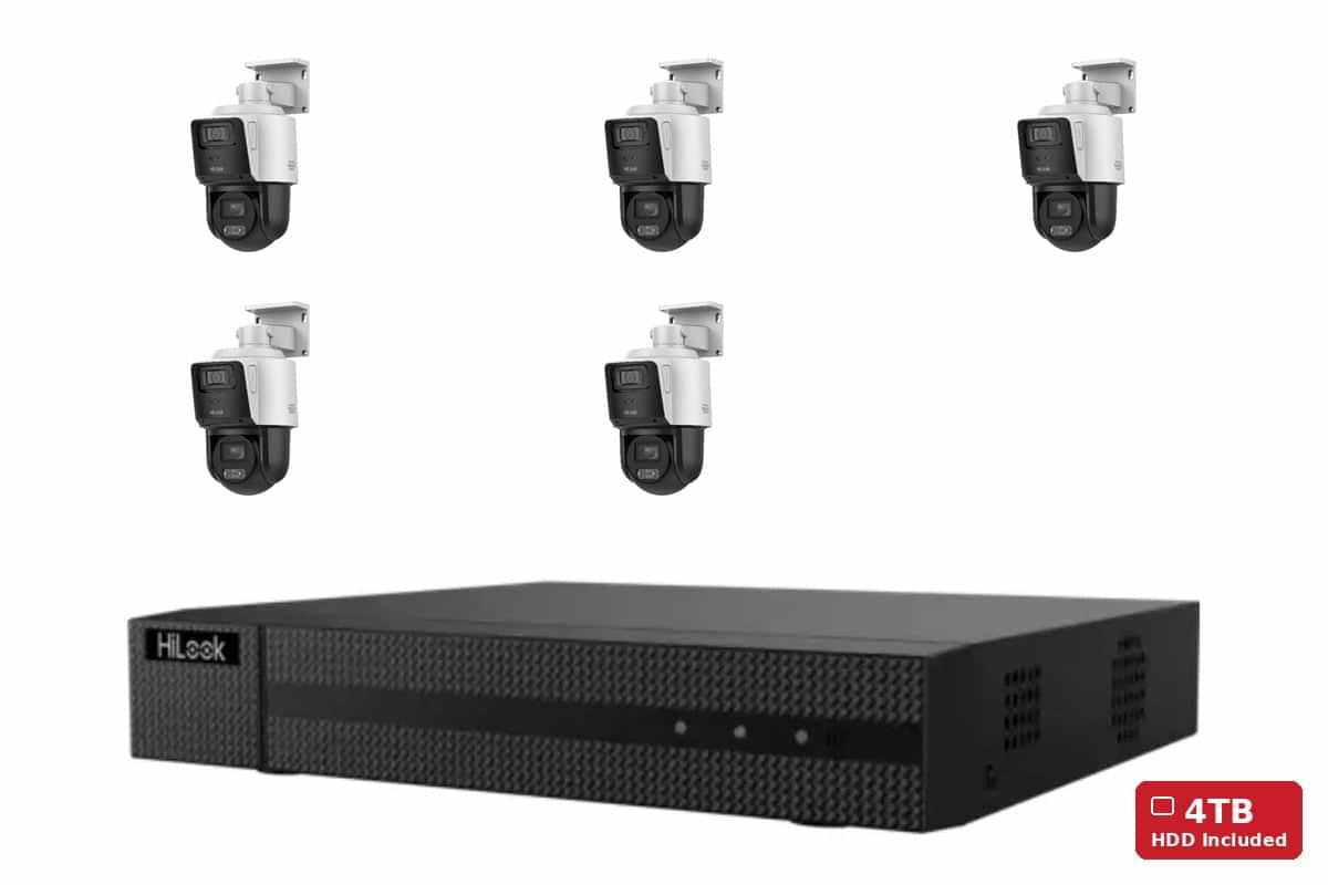 HiLook 4MP PTZ 5-Camera Kit | 4TB HDD Pre-Installed