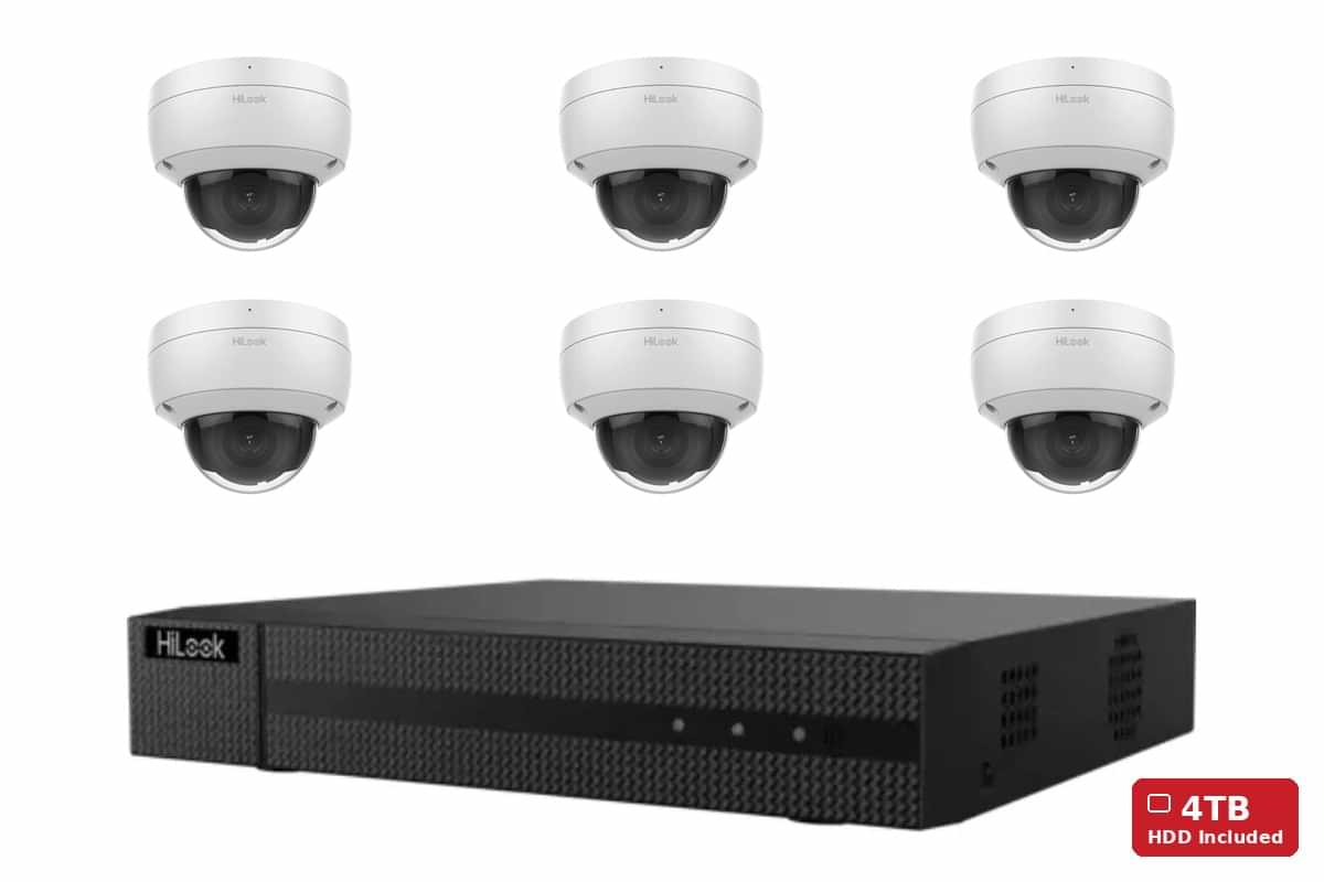 HiLook 6MP Dome 6-Camera Kit | 4TB HDD Pre-Installed