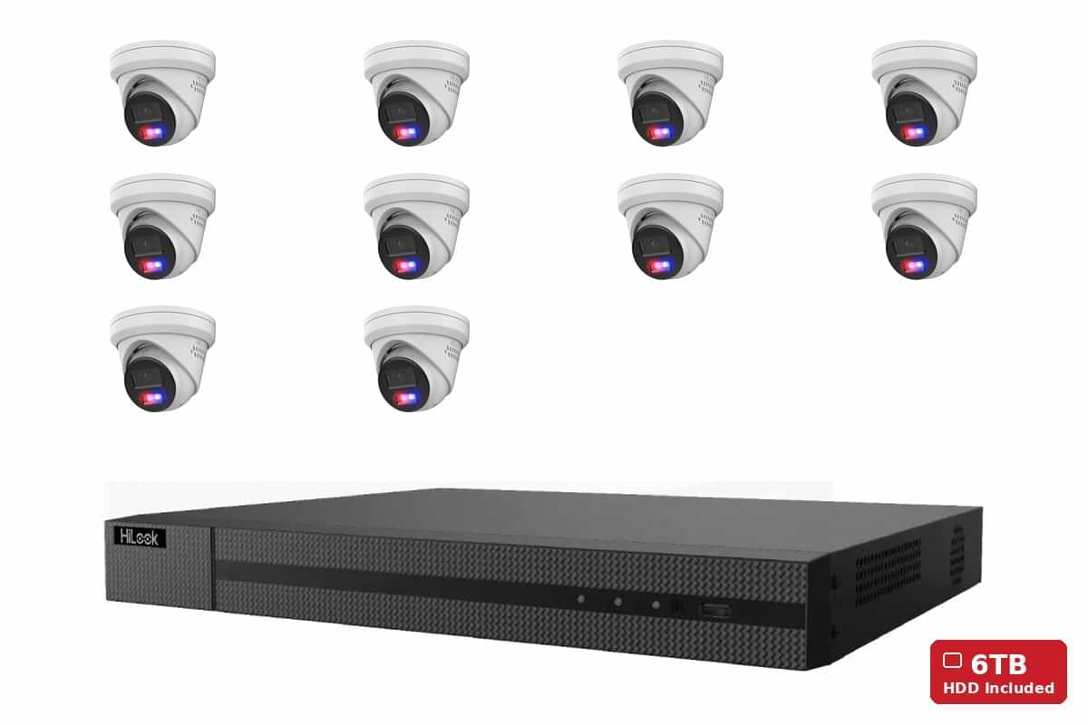 HiLook 8MP 4K Active Deterrence Turret 10-Camera Kit | 6TB HDD Pre-Installed
