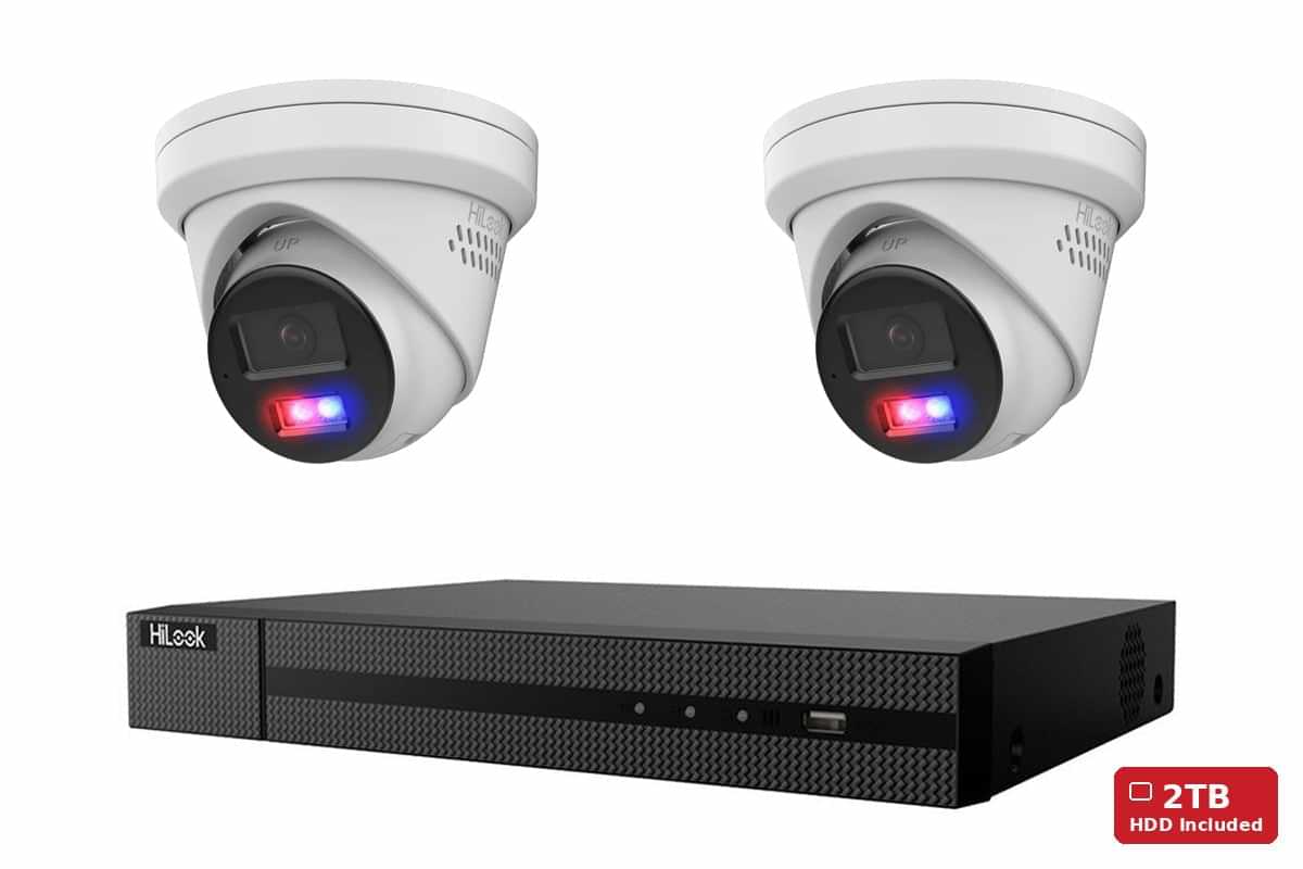 HiLook 8MP 4K Active Deterrence Turret 2-Camera Kit | 2TB HDD Pre-Installed