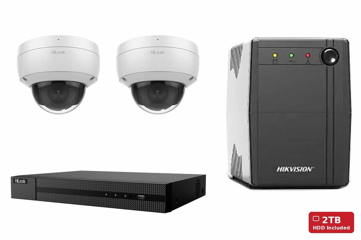 HiLook 8MP 4K Dome 2-Camera Kit | 2TB HDD + UPS600