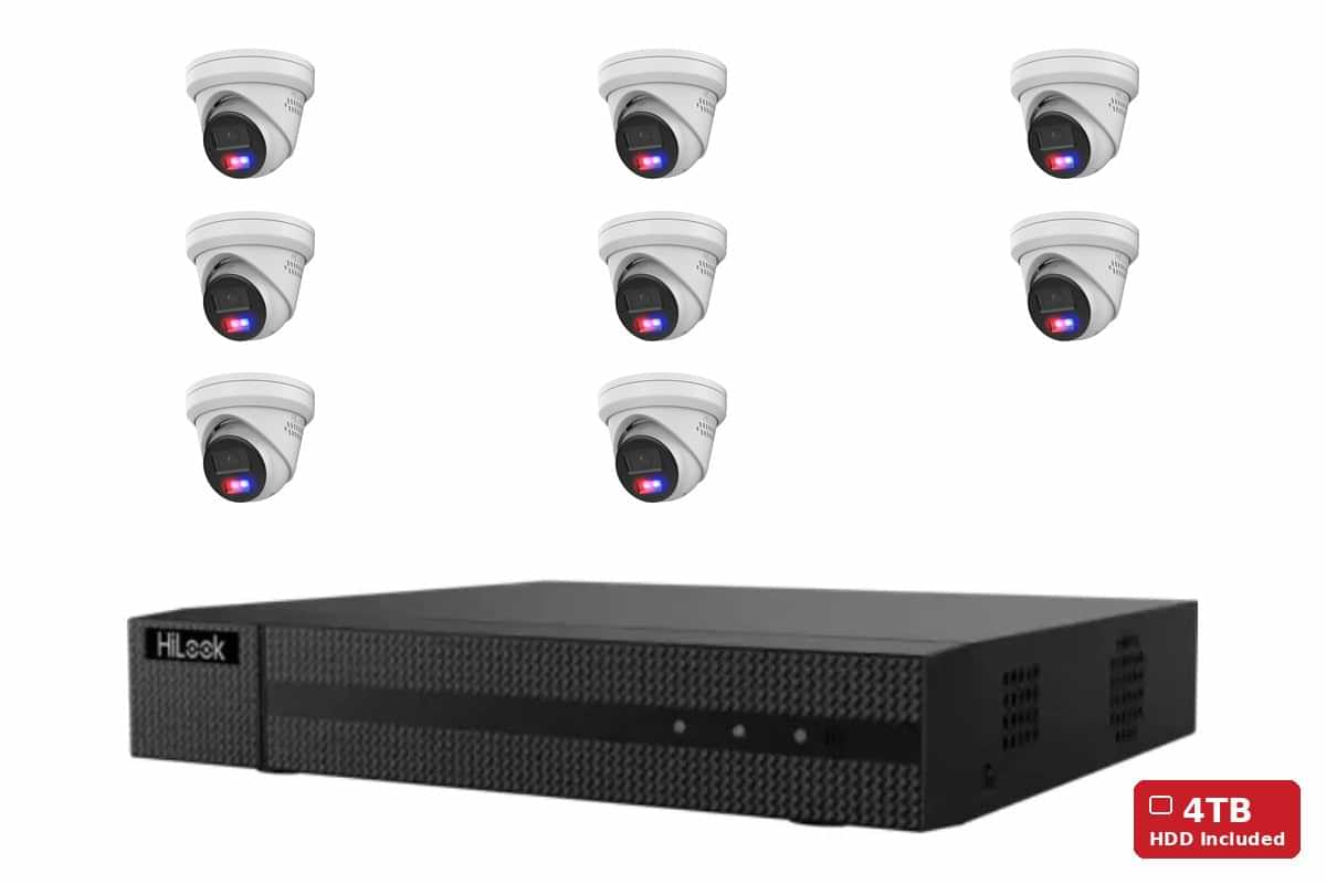 HiLook 8MP 4K Active Deterrence Turret 8-Camera Kit | 4TB HDD Pre-Installed