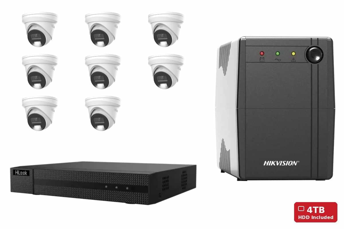 HiLook 8MP 4K Pro Turret 8-Camera Kit | 4TB HDD + UPS1000