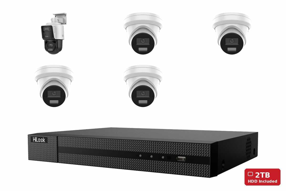 HiLook Hybrid Kit: 1x PTZ + 4x Turret + NVR