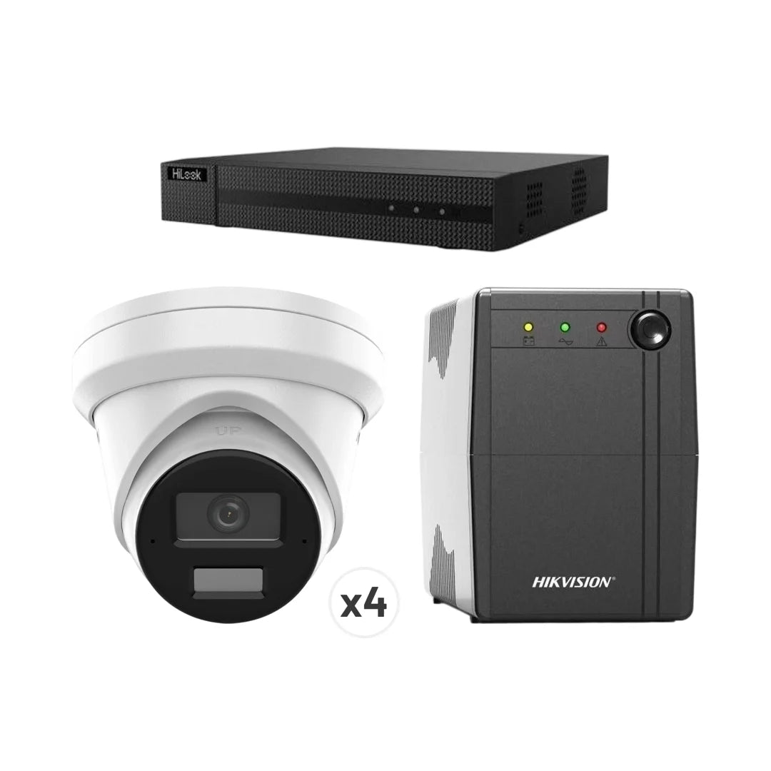 HiLook 6MP 4-Camera Turret Kit | 2TB HDD Pre-Installed + UPS600