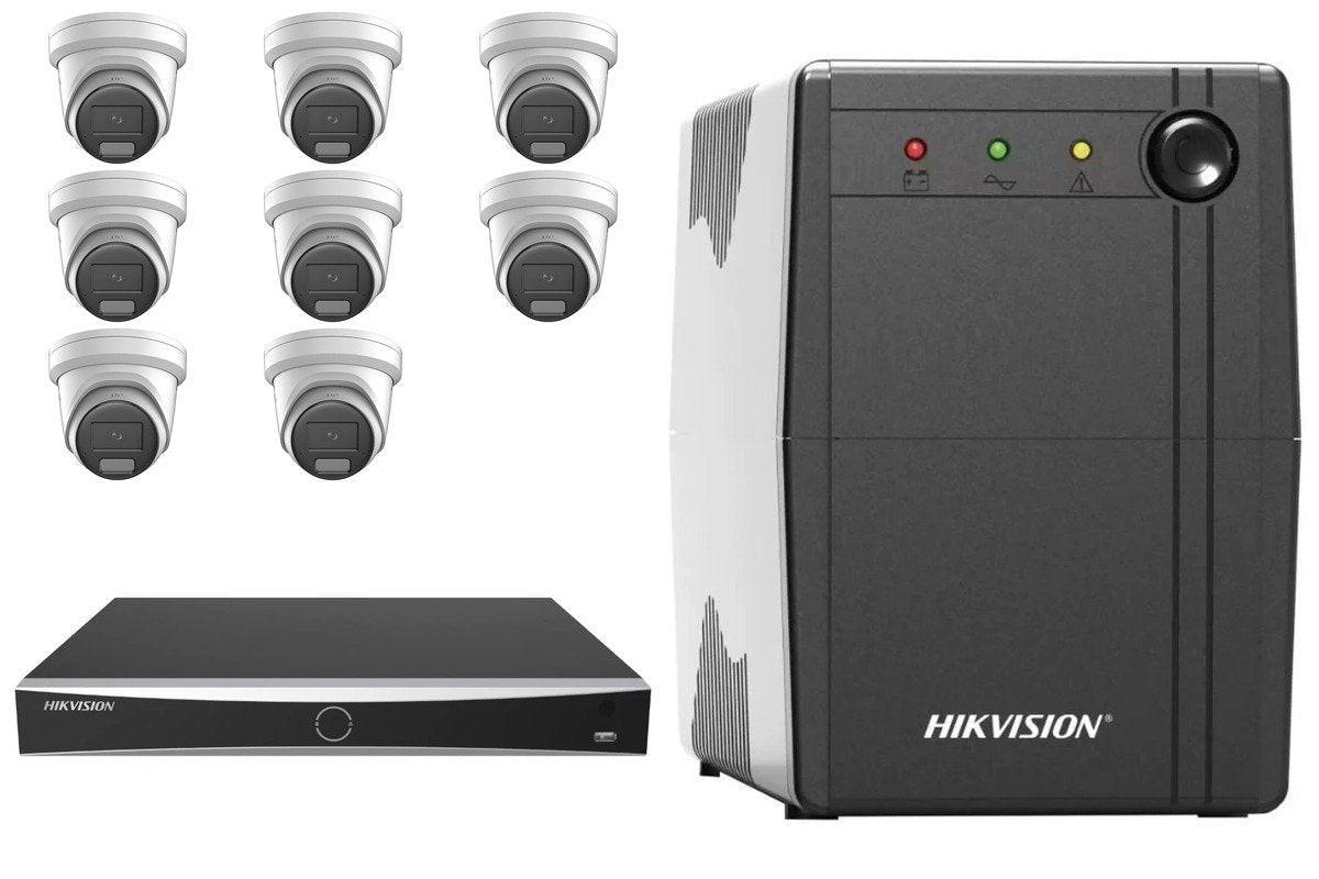Hikvision 8MP AcuSense Strobe & Siren 8-Camera Turret Kit | BYO HDD + UPS1000