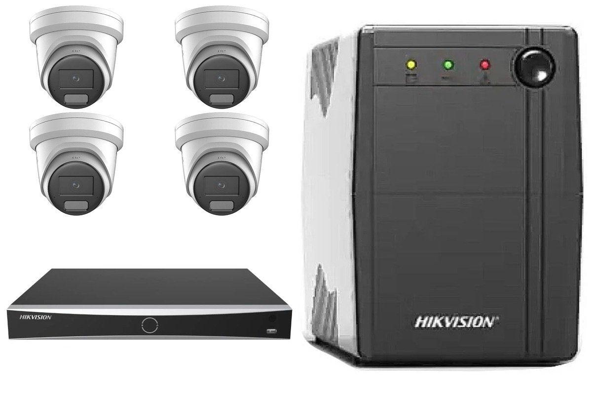 Hikvision 8MP AcuSense Strobe & Siren 4-Camera Turret Kit | BYO HDD + UPS600