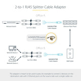 StarTech.com 2-to-1 RJ45 Splitter Cable Adapter - Network splitter - RJ-45 (M) - RJ-45 (F)~