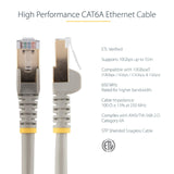 StarTech.com 1m CAT6a Ethernet Cable - 10 Gigabit Category 6a Shielded Snagless 100W PoE Patch Cord - 10GbE Grey UL Certified Wiring/TIA