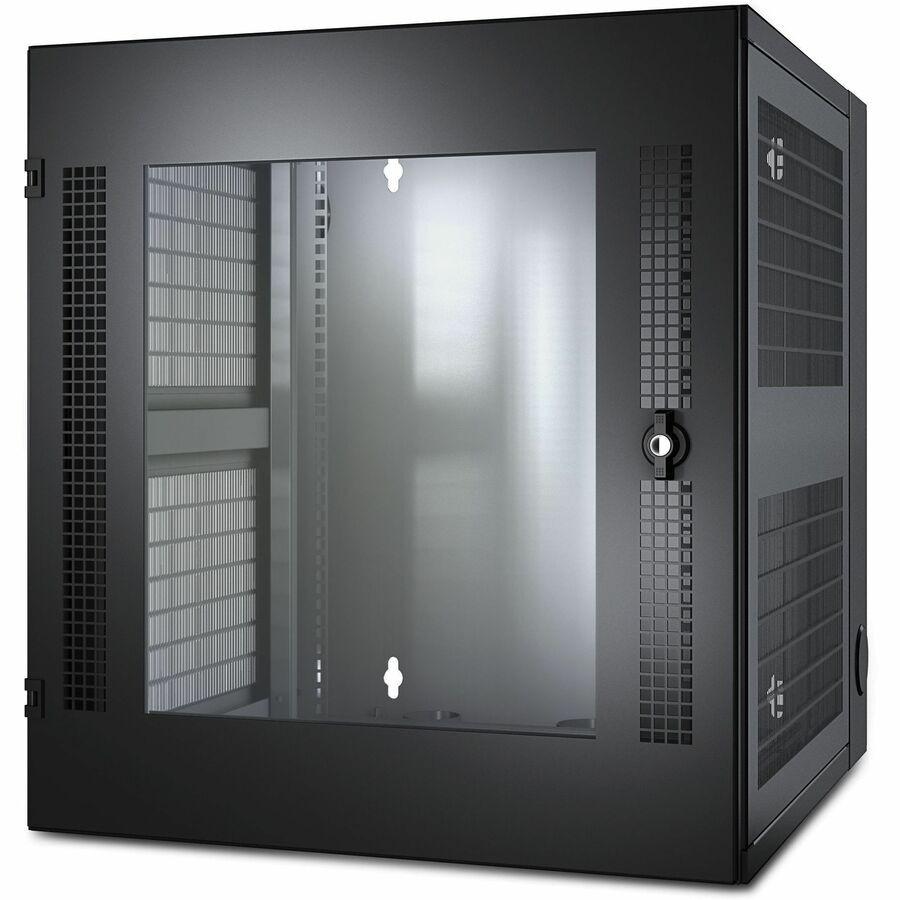 APC by Schneider Electric NetShelter WX AR100 13U Wall Mountable Rack Cabinet for Networking, Airflow System - 482.60 mm Rack Width x 482.60 mm Rack Depth - Black
