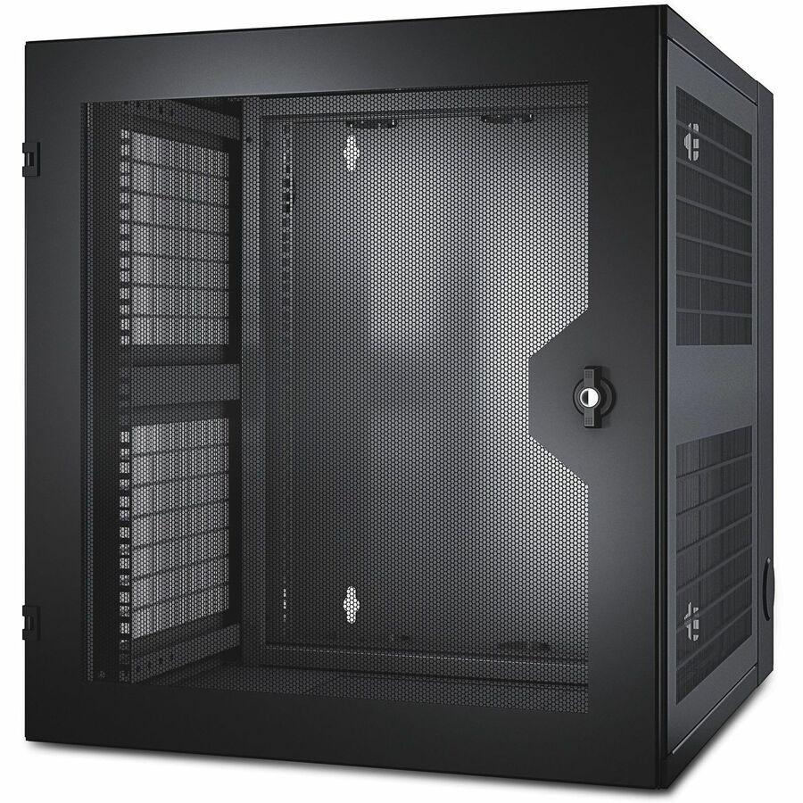 APC by Schneider Electric NetShelter WX 13U Wall Mountable Rack Cabinet for Networking, Airflow System - 482.60 mm Rack Width - Black