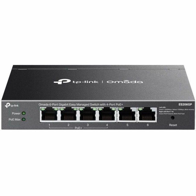 Omada ES206GP 6 Ports Manageable Ethernet Switch - Gigabit Ethernet - 10/100/1000Base-T - Black