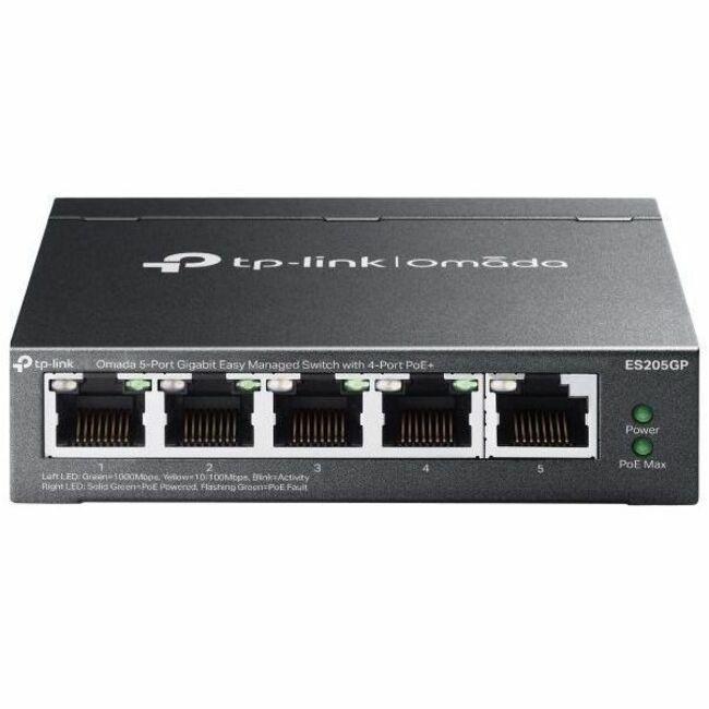 Omada ES205GP 5 Ports Manageable Ethernet Switch - Gigabit Ethernet - 10/100/1000Base-T