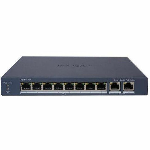 Hikvision DS-3E1510P-EI 8 Ports Manageable Ethernet Switch - Gigabit Ethernet - 10/100/1000Base-T, 1000Base-X - Grey