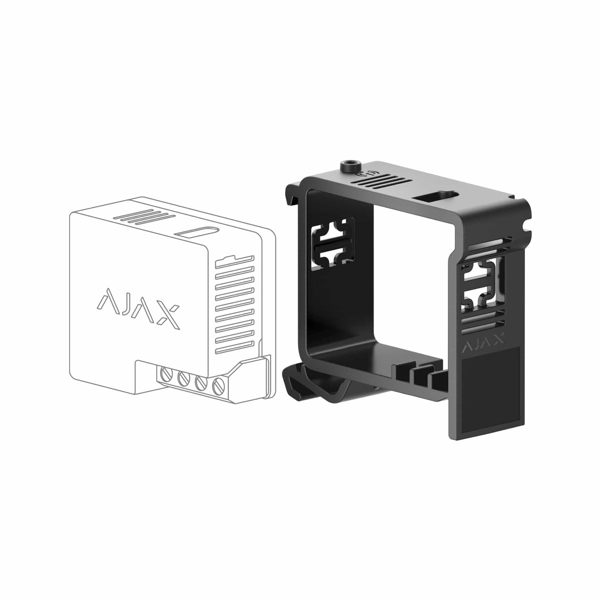Ajax DIN Holder for Relay/WallSwitch Bracket — Black shown in use