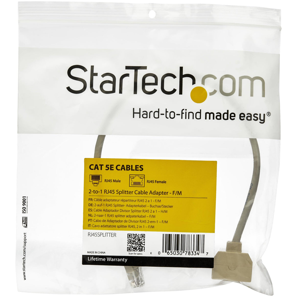 StarTech.com 2-to-1 RJ45 Splitter Cable Adapter - Network splitter - RJ-45 (M) - RJ-45 (F)~