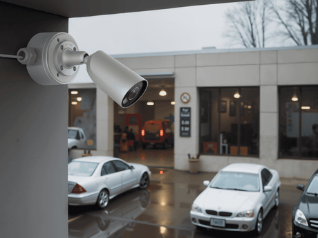Ajax BulletCam HL (8 MP/4 MM) Security Camera — White shown in use