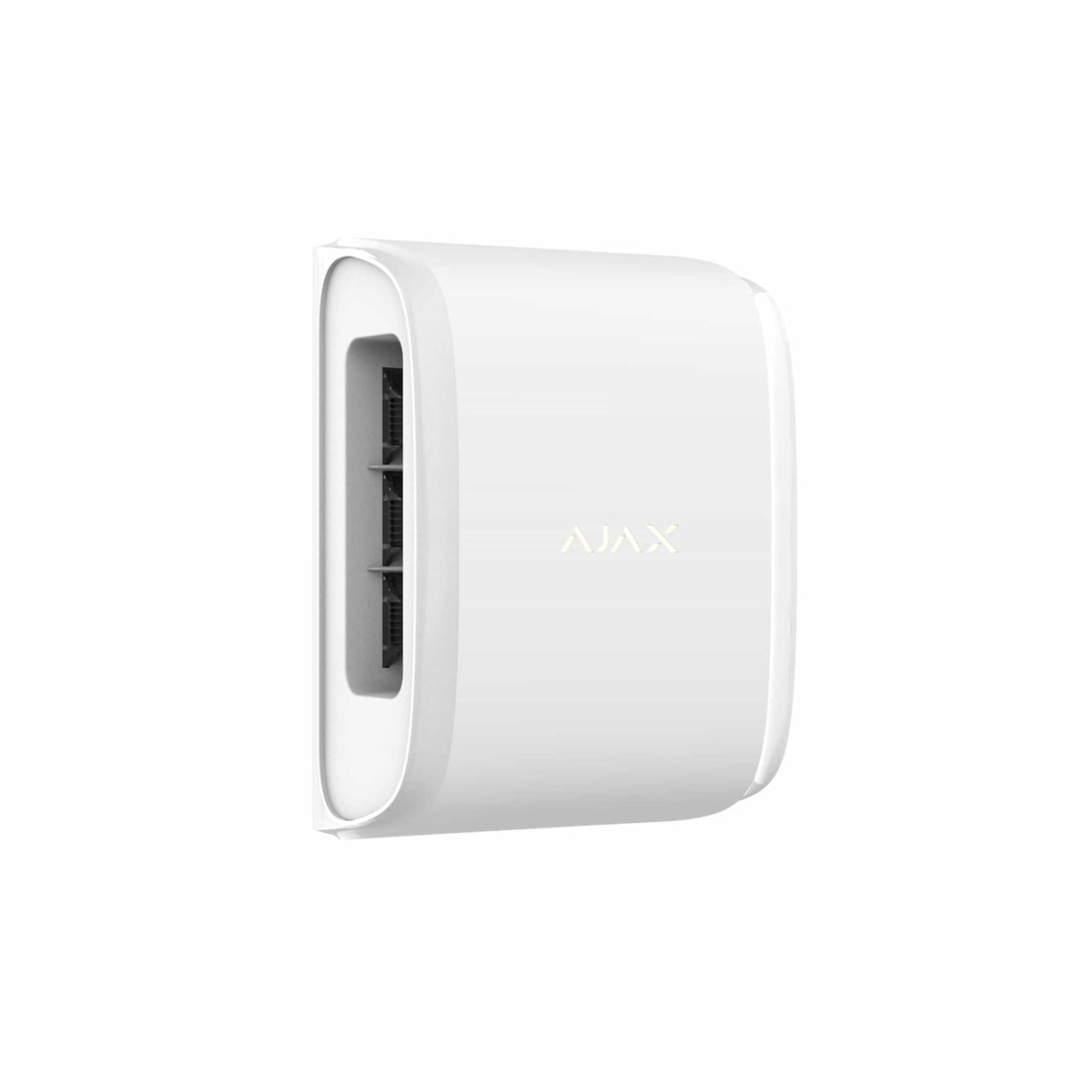 Ajax Dual Curtain Outdoor Motion Sensor — White shown in use