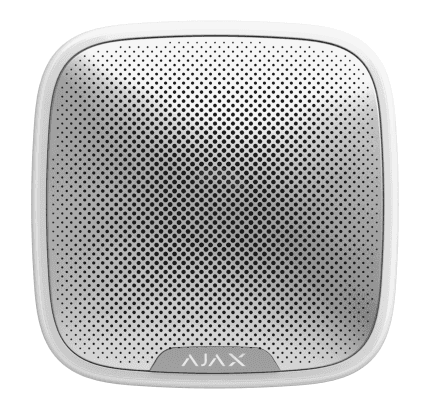 Ajax StreetSiren Wireless — White shown in use