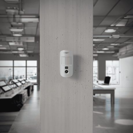 Ajax MotionCam Wireless Motion Sensor with Camera — White shown in use