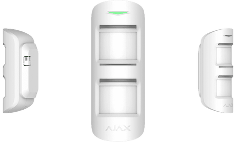 Ajax MotionProtect Outdoor Wireless Motion Sensor — White shown in use