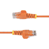 StarTech 50cm Orange Slim CAT6 Ethernet Cable, Snagless RJ45, UTP, LSZH, 28AWG Pure Bare Copper, Slim Network Patch Cord