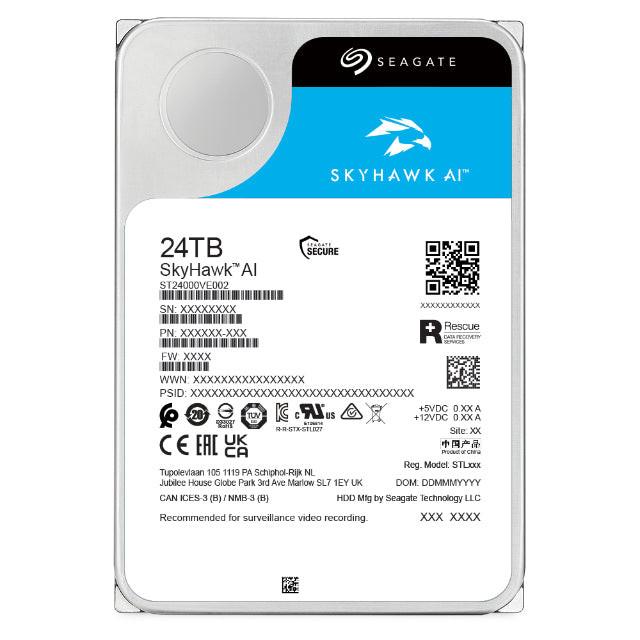 Seagate SkyHawk AI ST24000VE002 24 TB Hard Drive - 3.5" Internal - SATA (SATA/600) - Conventional Magnetic Recording (CMR) Method