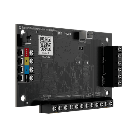 Ajax Superior MultiTransmitter IO (4X4) Fibra Input Expander shown in use