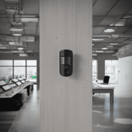 Ajax MotionCam Wireless Motion Sensor with Camera — Black shown in use