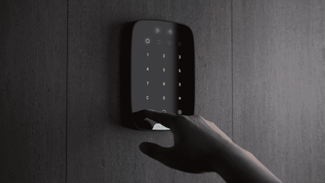 Ajax KeyPad Plus Wireless — Black shown in use
