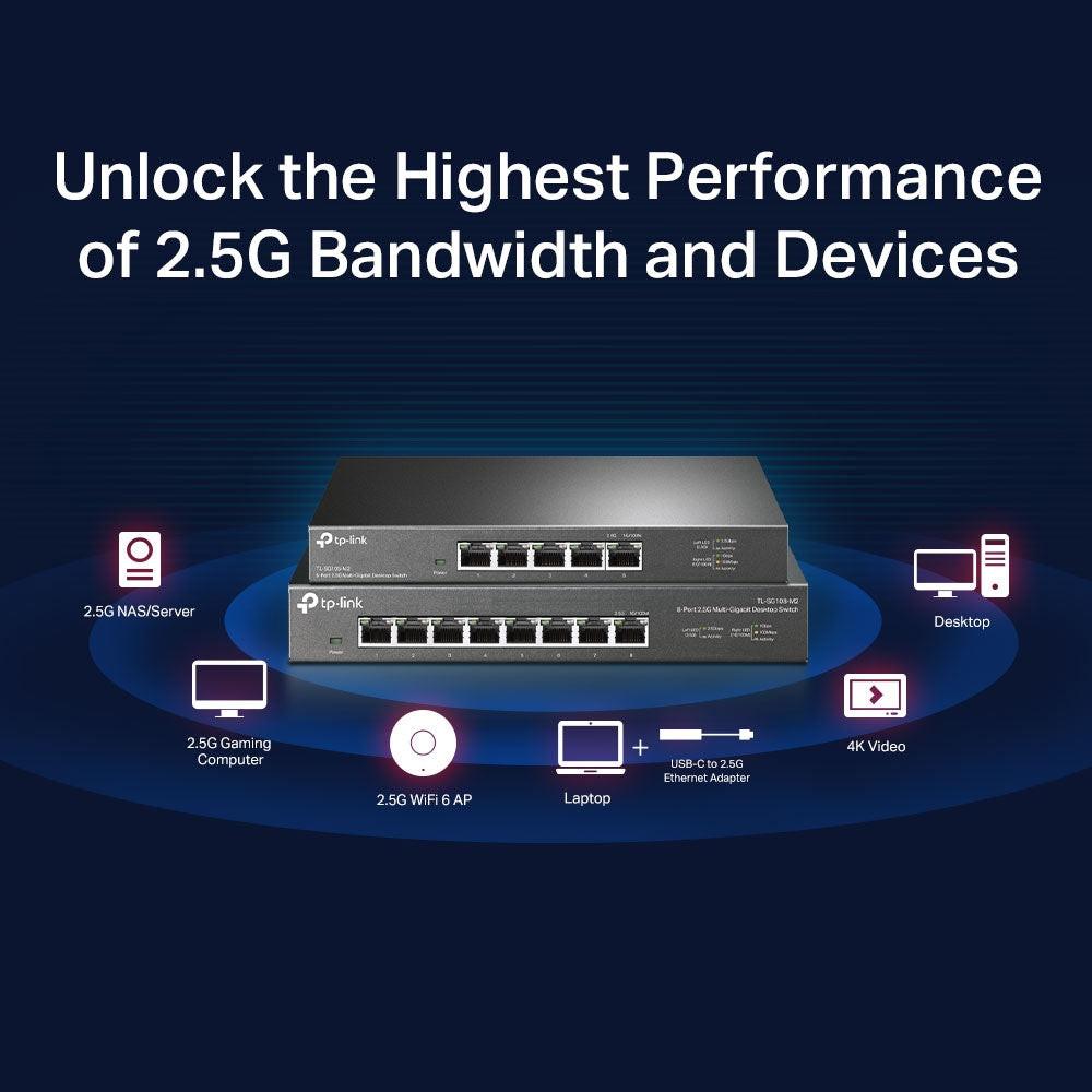 TP-Link TL-SG108-M2 8 Ports Ethernet Switch - 2.5 Gigabit Ethernet - 2.5GBase-T