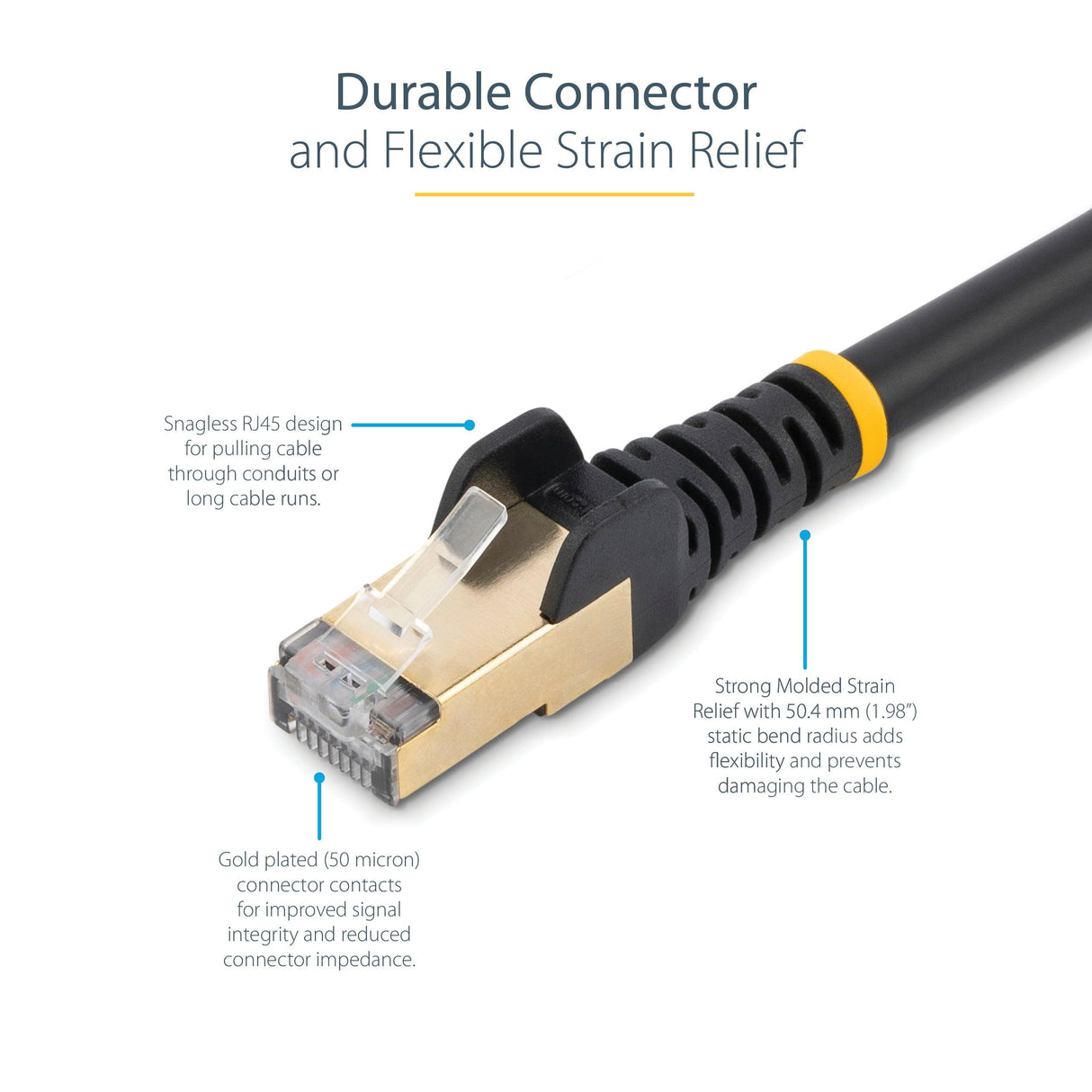 StarTech.com 3ft CAT6a Ethernet Cable - 10 Gigabit Category 6a Shielded Snagless 100W PoE Patch Cord - 10GbE Black UL Certified Wiring/TIA