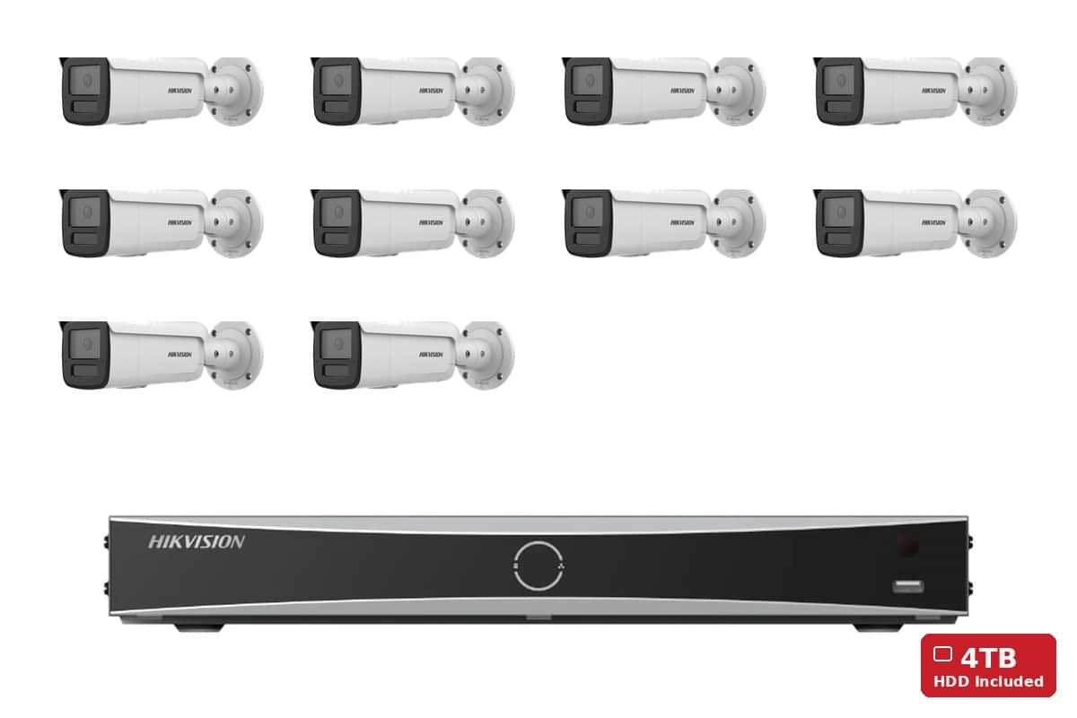 Hikvision 6MP AcuSense G2H Strobe Bullet 10-Camera Kit | 4TB HDD Pre-Installed